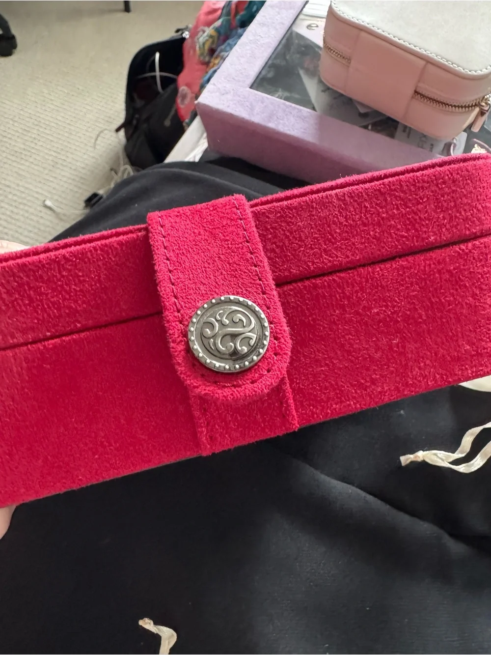 N/A red suede